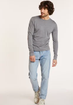 Maison Montagut Pulls>Pull Col Rond En Laine Merinos Finitions Roulotees - Rythme