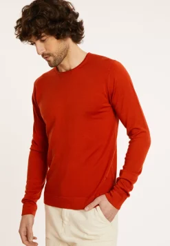 Maison Montagut Pulls>Pull Col Rond En Laine Merinos Finitions Roulotees - Rythme