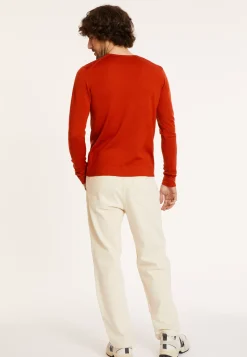 Maison Montagut Pulls>Pull Col Rond En Laine Merinos Finitions Roulotees - Rythme