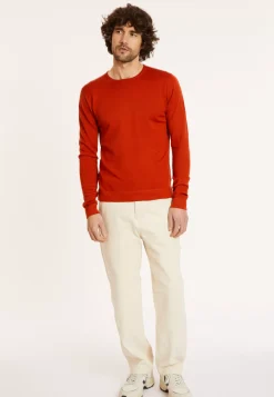 Maison Montagut Pulls>Pull Col Rond En Laine Merinos Finitions Roulotees - Rythme