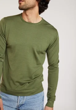 Maison Montagut Pulls>Pull Col Rond En Laine Merinos Finitions Roulotees - Rythme