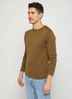 Maison Montagut Pulls>Pull Col Rond En Laine Merinos Finitions Roulotees - Rythme
