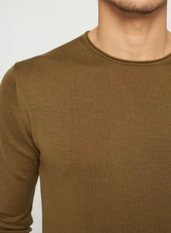 Maison Montagut Pulls>Pull Col Rond En Laine Merinos Finitions Roulotees - Rythme