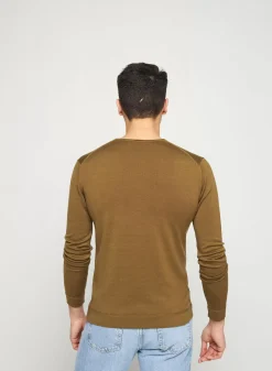 Maison Montagut Pulls>Pull Col Rond En Laine Merinos Finitions Roulotees - Rythme