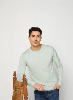 Maison Montagut Pulls>Pull Col Rond En Laine Merinos Finitions Roulotees - Rythme