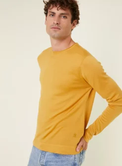 Maison Montagut Pulls>Pull Col Rond En Laine Merinos Finitions Roulotees - Rythme