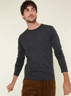 Maison Montagut Pulls>Pull Col Rond En Laine Merinos Finitions Roulotees - Rythme