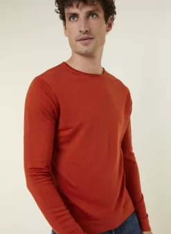 Maison Montagut Pulls>Pull Col Rond En Laine Merinos Finitions Roulotees - Rythme