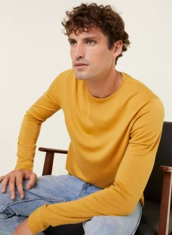 Maison Montagut Pulls>Pull Col Rond En Laine Merinos Finitions Roulotees - Rythme