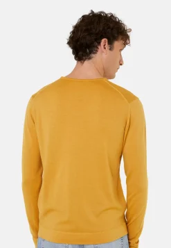 Maison Montagut Pulls>Pull Col Rond En Laine Merinos Finitions Roulotees - Rythme