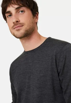 Maison Montagut Pulls>Pull Col Rond En Laine Merinos Finitions Roulotees - Rythme