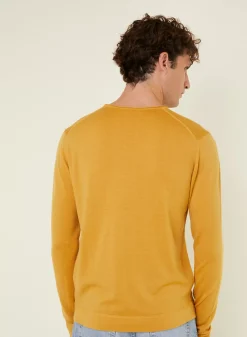 Maison Montagut Pulls>Pull Col Rond En Laine Merinos Finitions Roulotees - Rythme