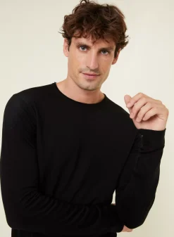 Maison Montagut Pulls>Pull Col Rond En Laine Merinos Finitions Roulotees - Rythme