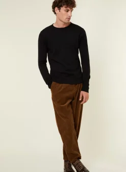 Maison Montagut Pulls>Pull Col Rond En Laine Merinos Finitions Roulotees - Rythme