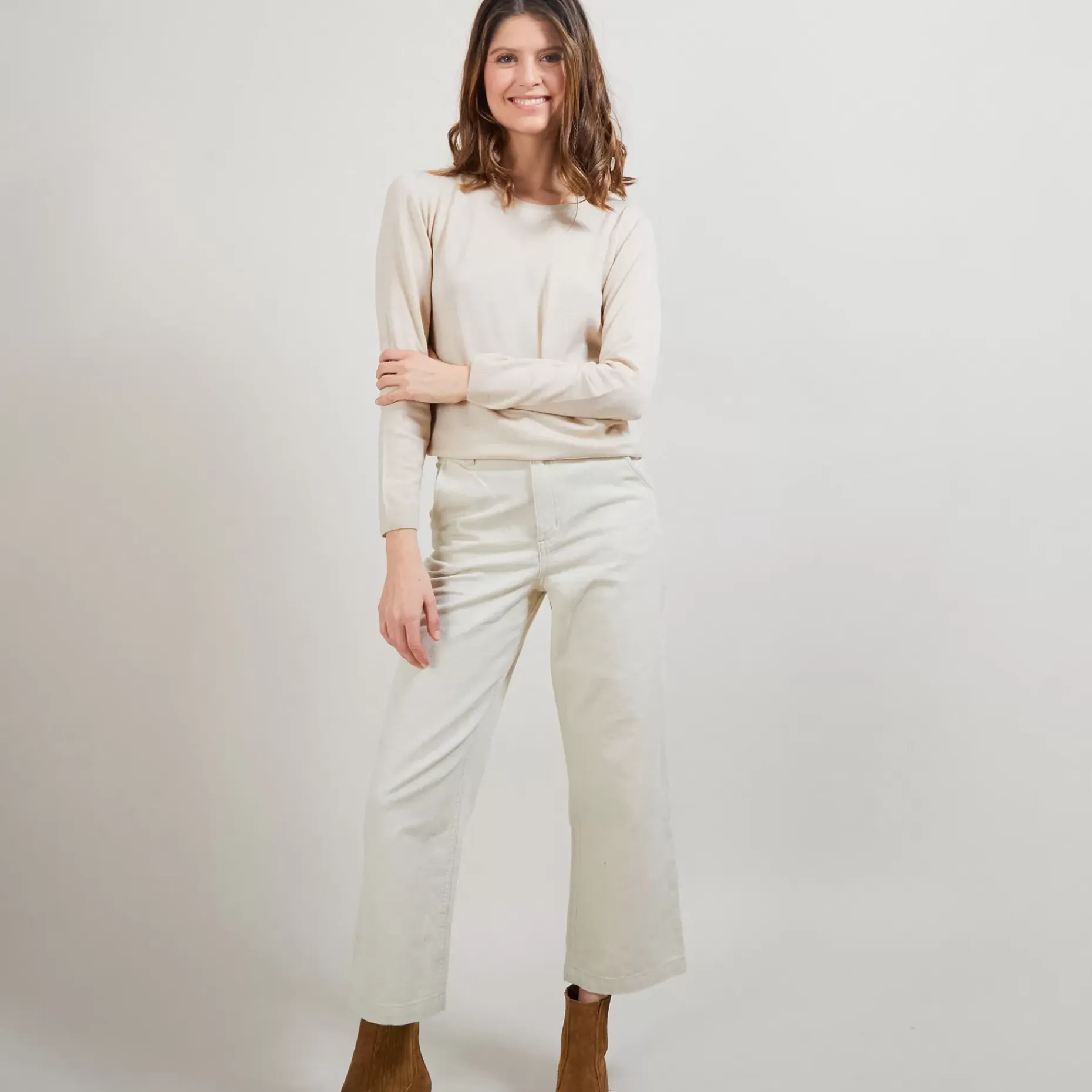 Maison Montagut Pulls>Pull Col Rond En Laine Merinos - Balneo