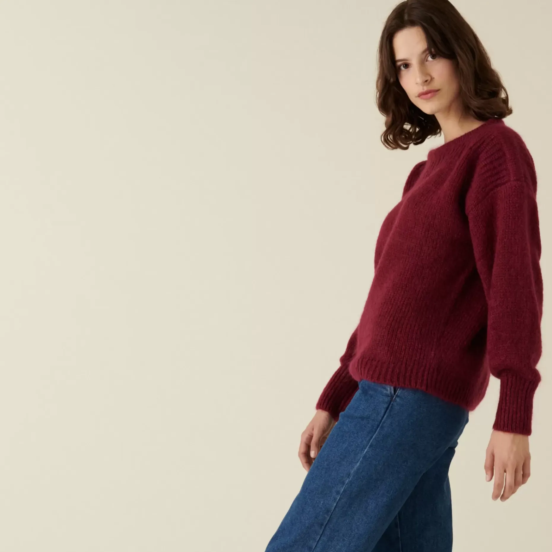 Maison Montagut Pulls>Pull Col Rond En Mohair En Point Jersey - Amandine