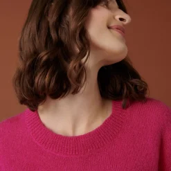 Maison Montagut Pulls>Pull Col Rond En Mohair Finitions Roulotees - Alexia