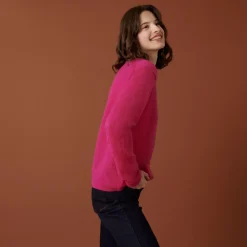 Maison Montagut Pulls>Pull Col Rond En Mohair Finitions Roulotees - Alexia