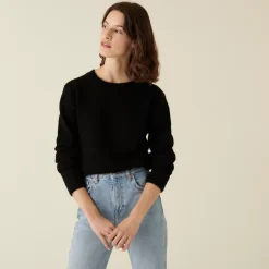 Maison Montagut Pulls>Pull Col Rond En Mohair Finitions Roulotees - Alexia