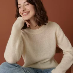 Maison Montagut Pulls>Pull Col Rond En Mohair Finitions Roulotees - Alexia