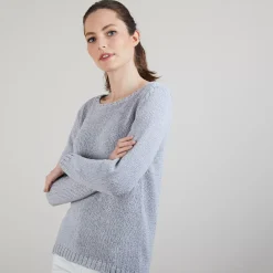Maison Montagut Pulls>Pull Col Rond En Soie Coton Et Laine - Benji