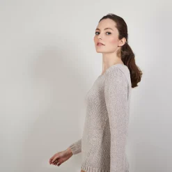 Maison Montagut Pulls>Pull Col Rond En Soie Coton Et Laine - Benji