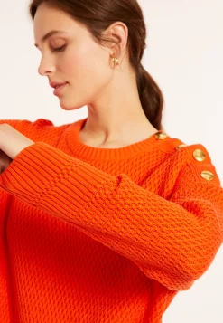 Maison Montagut Pulls>Pull Col Rond Epaule Boutonnee En Coton Bio - Meryl