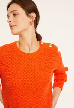 Maison Montagut Pulls>Pull Col Rond Epaule Boutonnee En Coton Bio - Meryl