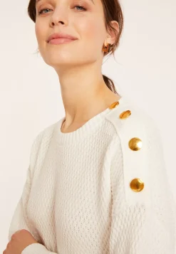Maison Montagut Pulls>Pull Col Rond Epaule Boutonnee En Coton Bio - Meryl