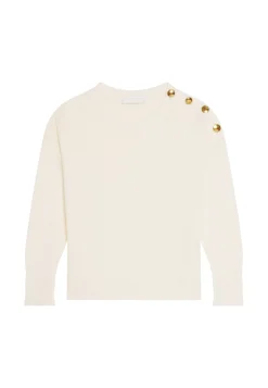 Maison Montagut Pulls>Pull Col Rond Epaule Boutonnee En Coton Bio - Meryl
