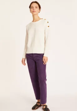 Maison Montagut Pulls>Pull Col Rond Epaule Boutonnee En Coton Bio - Meryl