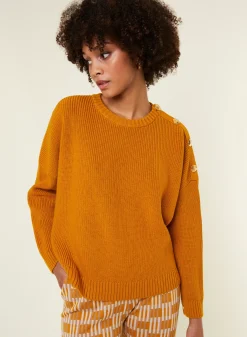 Maison Montagut Pulls>Pull Col Rond Epaule Boutonnee En Laine Merinos - Gao