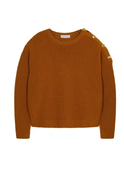 Maison Montagut Pulls>Pull Col Rond Epaule Boutonnee En Laine Merinos - Gao