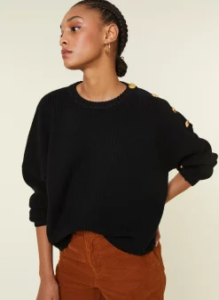 Maison Montagut Pulls>Pull Col Rond Epaule Boutonnee En Laine Merinos - Gao