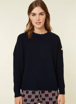 Maison Montagut Pulls>Pull Col Rond Epaule Boutonnee En Laine Merinos - Gao