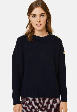 Maison Montagut Pulls>Pull Col Rond Epaule Boutonnee En Laine Merinos - Gao