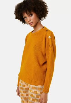 Maison Montagut Pulls>Pull Col Rond Epaule Boutonnee En Laine Merinos - Gao