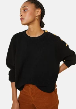 Maison Montagut Pulls>Pull Col Rond Epaule Boutonnee En Laine Merinos - Gao