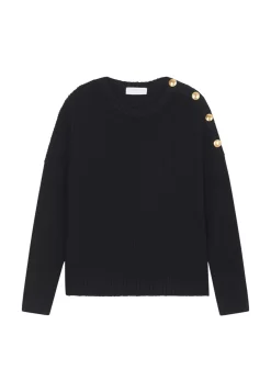 Maison Montagut Pulls>Pull Col Rond Epaule Boutonnee En Laine Merinos - Gao