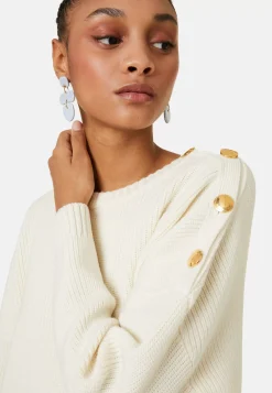 Maison Montagut Pulls>Pull Col Rond Epaule Boutonnee En Laine Merinos - Gao