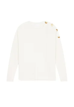 Maison Montagut Pulls>Pull Col Rond Epaule Boutonnee En Laine Merinos - Gao