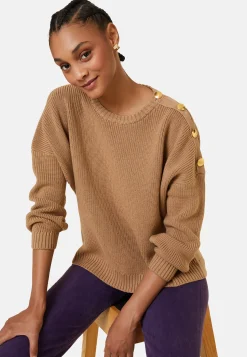 Maison Montagut Pulls>Pull Col Rond Epaule Boutonnee En Laine Merinos - Gao