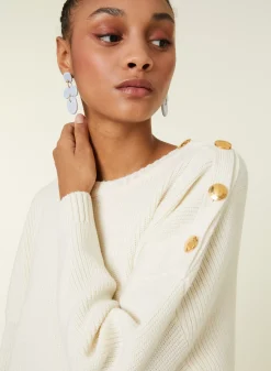 Maison Montagut Pulls>Pull Col Rond Epaule Boutonnee En Laine Merinos - Gao