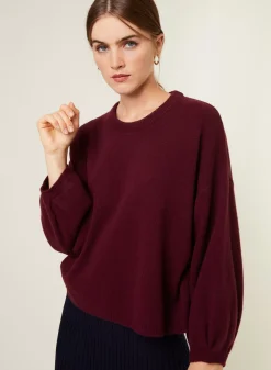 Maison Montagut Pulls>Pull Col Rond Manches Ballon En Cachemire Melange - Lamara