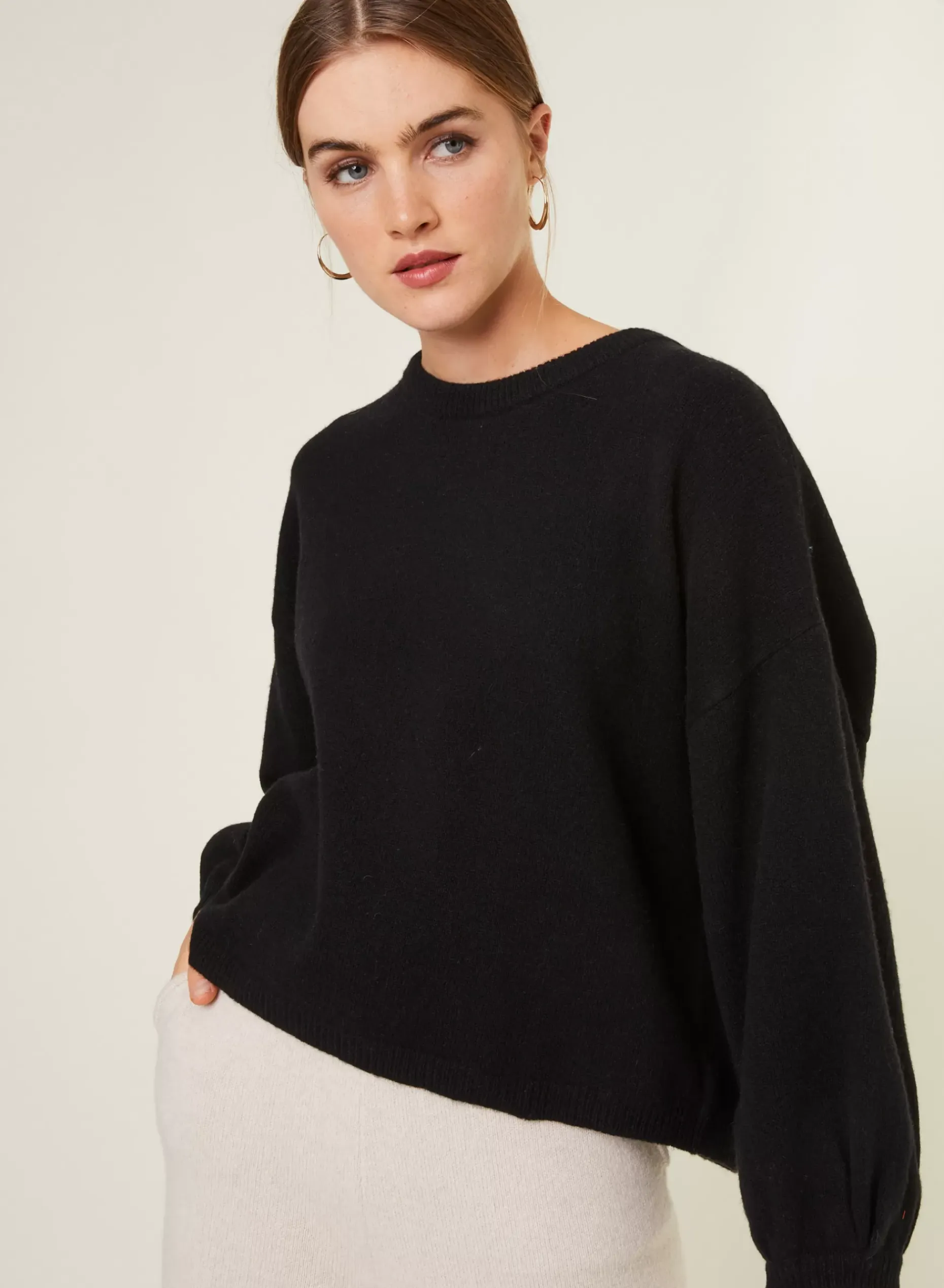 Maison Montagut Pulls>Pull Col Rond Manches Ballon En Cachemire Melange - Lamara