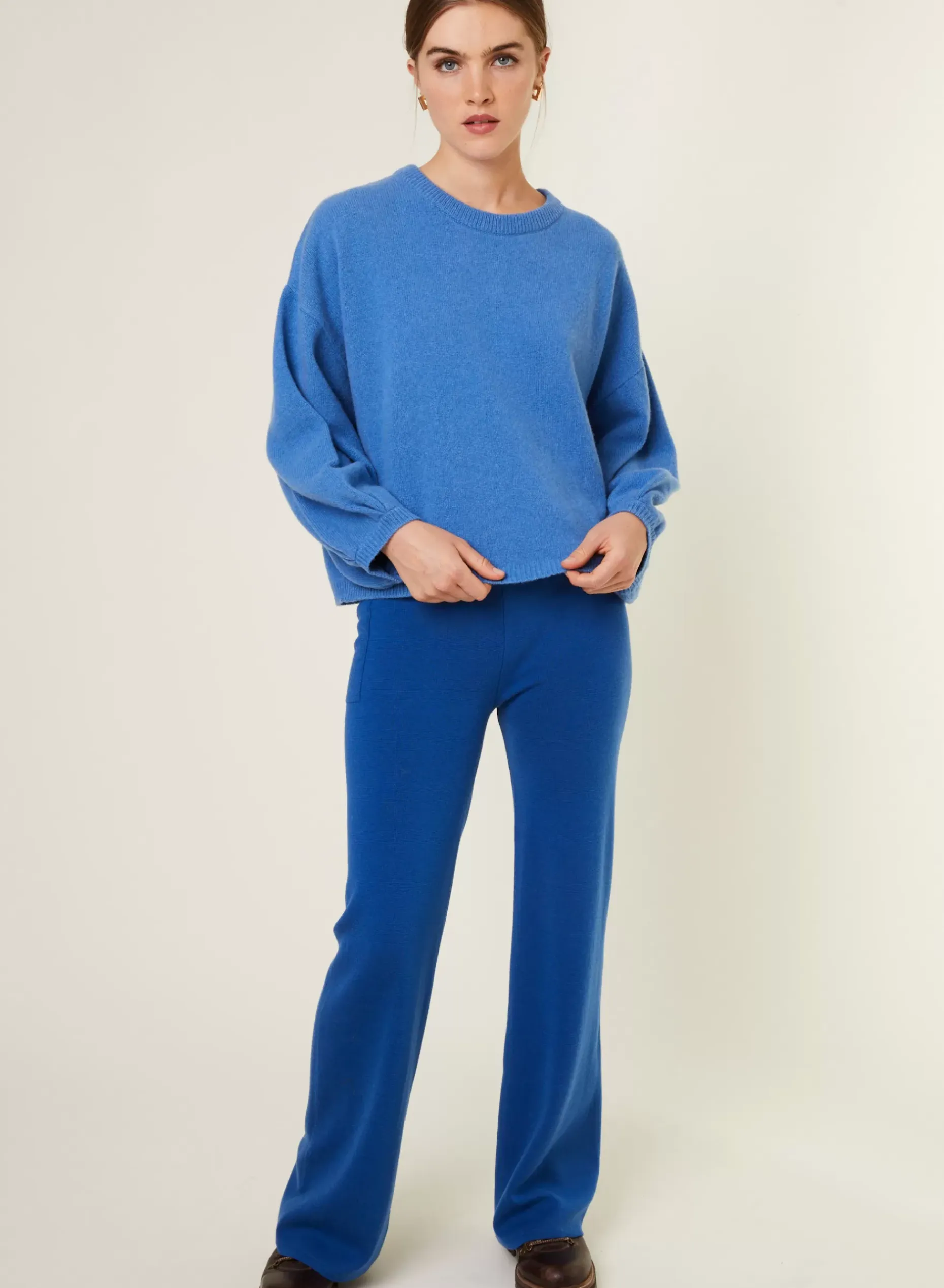 Maison Montagut Pulls>Pull Col Rond Manches Ballon En Cachemire Melange - Lamara