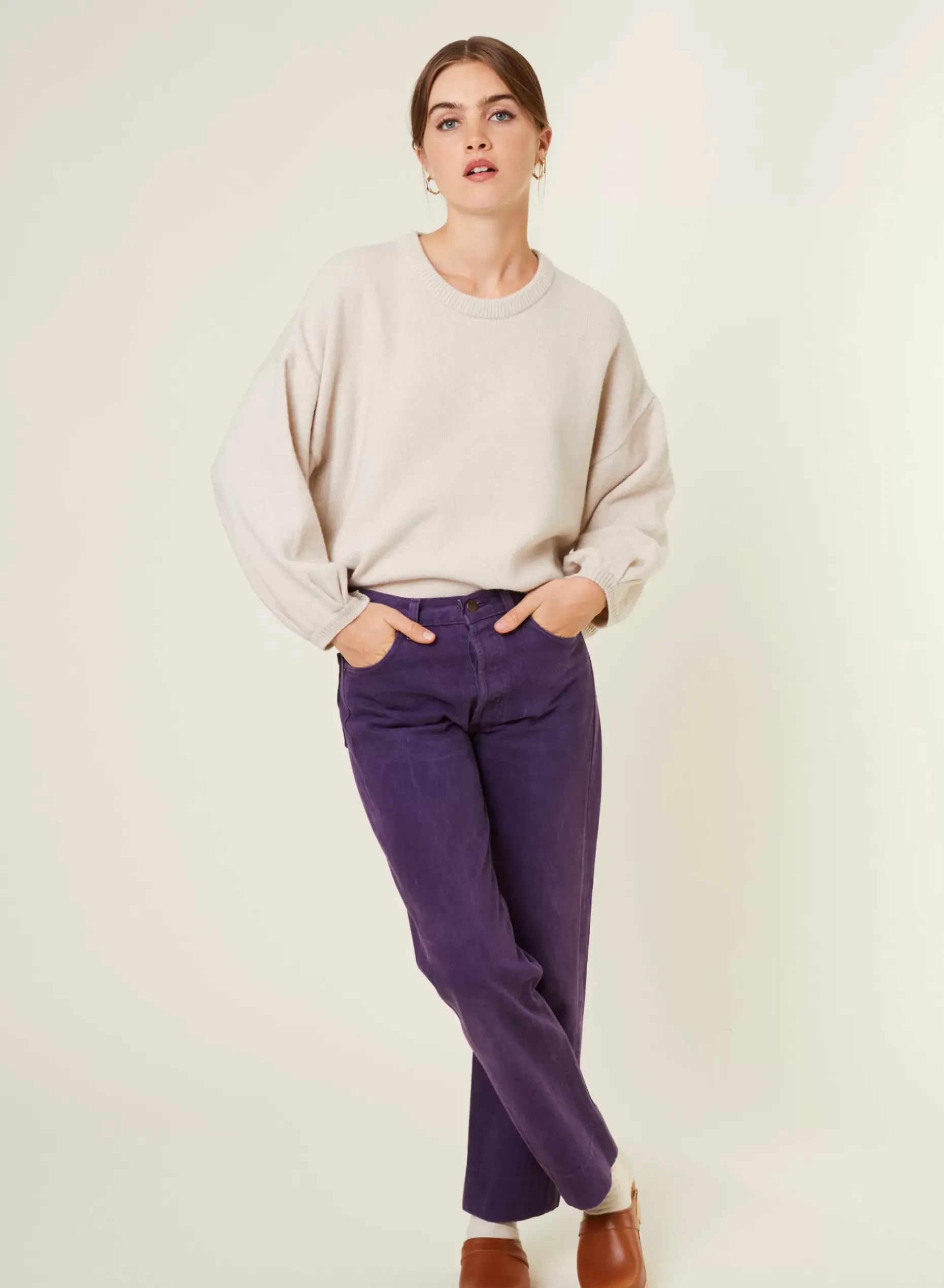 Maison Montagut Pulls>Pull Col Rond Manches Ballon En Cachemire Melange - Lamara