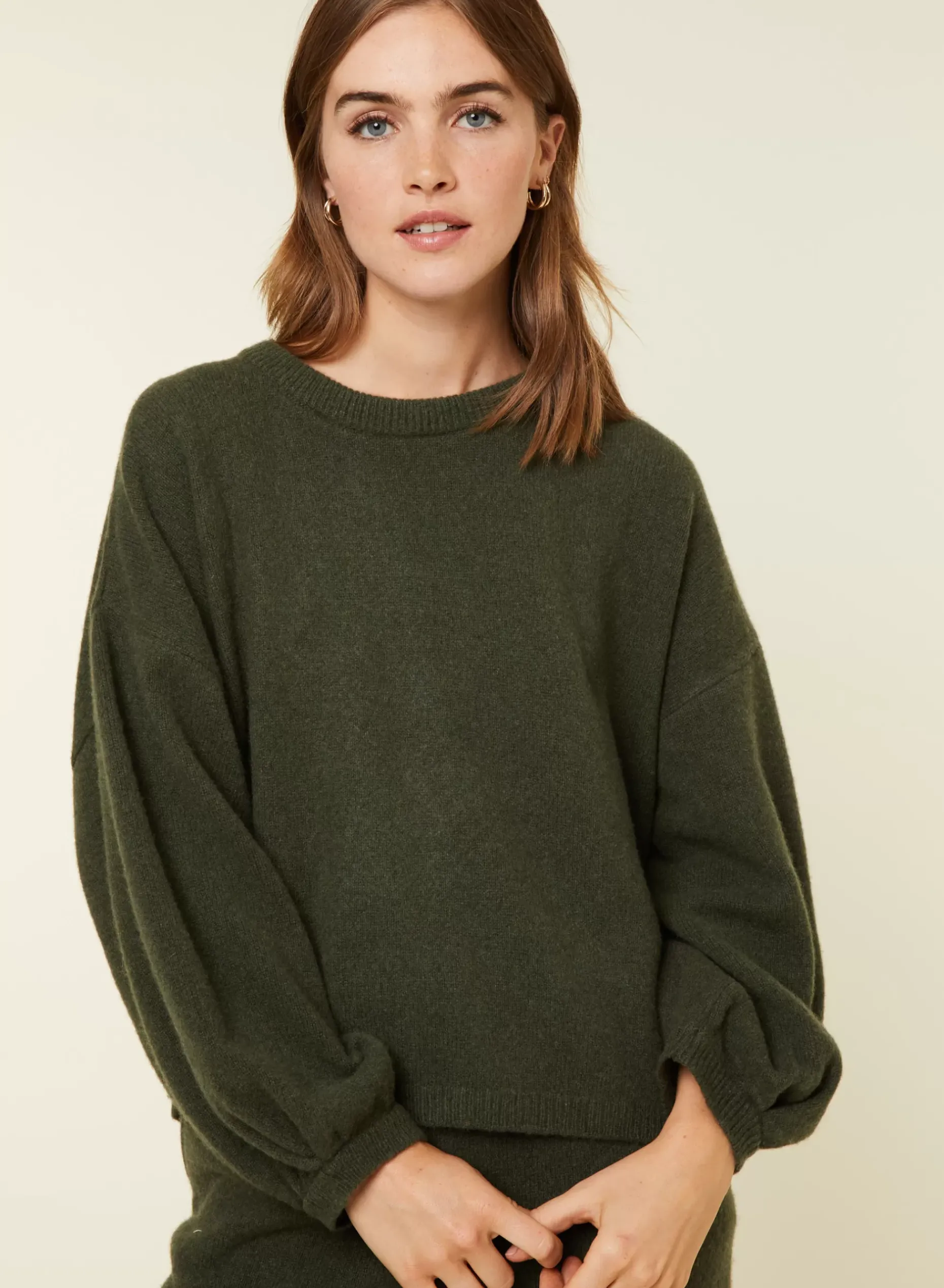 Maison Montagut Pulls>Pull Col Rond Manches Ballon En Cachemire Melange - Lamara