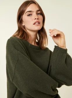 Maison Montagut Pulls>Pull Col Rond Manches Ballon En Cachemire Melange - Lamara