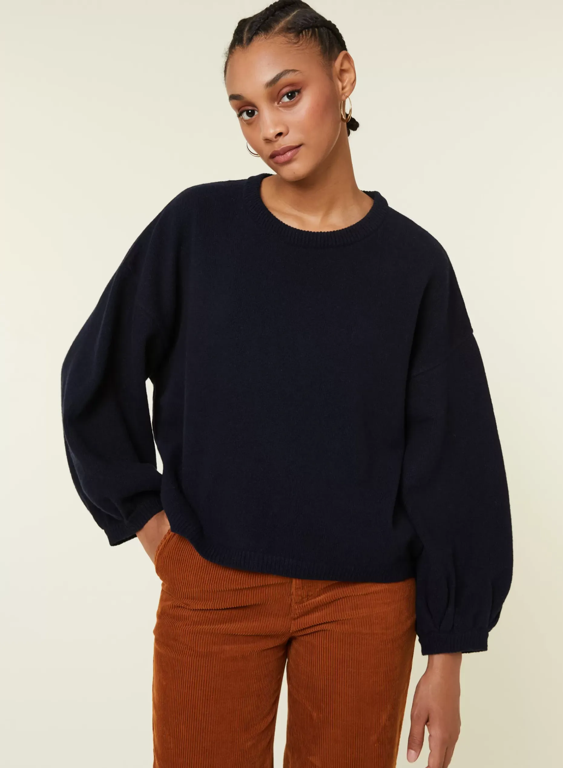 Maison Montagut Pulls>Pull Col Rond Manches Ballon En Cachemire Melange - Lamara